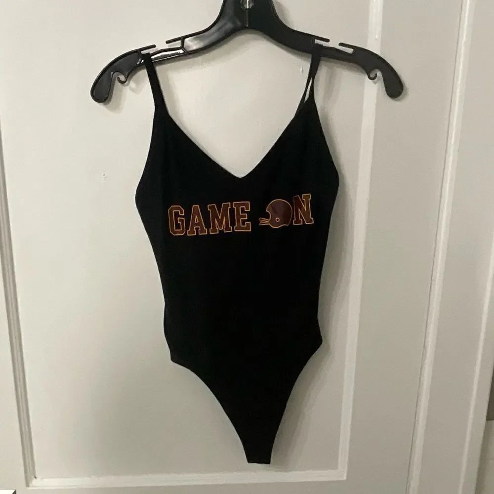 PINK Victoria's Secret Black V-Neck Sleeveless Bodysuit